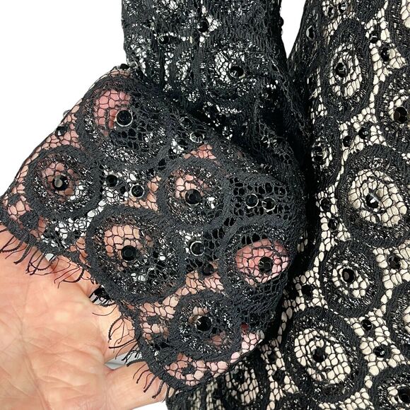 Diane von Furstenberg SZ 6 Dress Geometric Lace Lined Square Neck 3/4 Sleeve - Picture 5 of 10